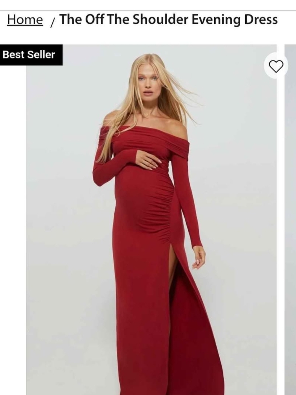 Off-The-Shoulder Red Bumpsuit Maternity Gown Size L